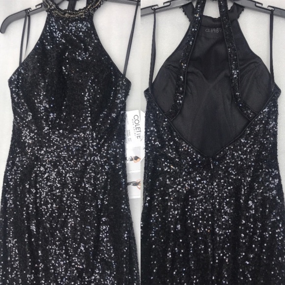 Colette for Mon Cheri sequins ELEGANT OSTRICH bottom long Gown - Picture 6 of 8